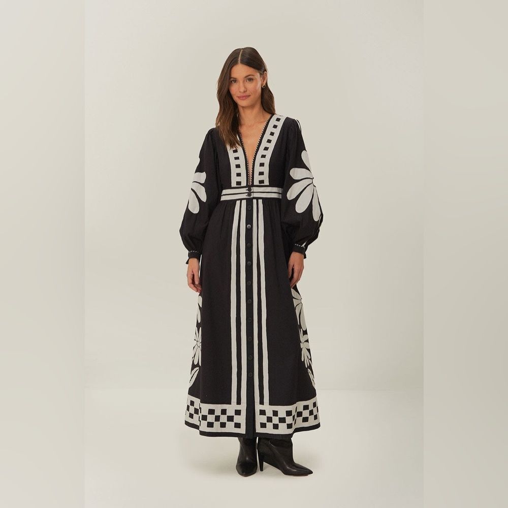 Farm Rio Black Nature Buttoned Maxi Dress - Picture 7 of 7